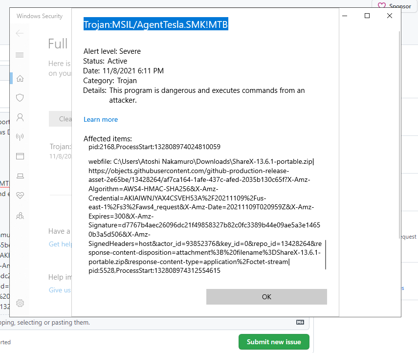 VIRUS DETECTED · Issue #5929 · ShareX/ShareX · GitHub