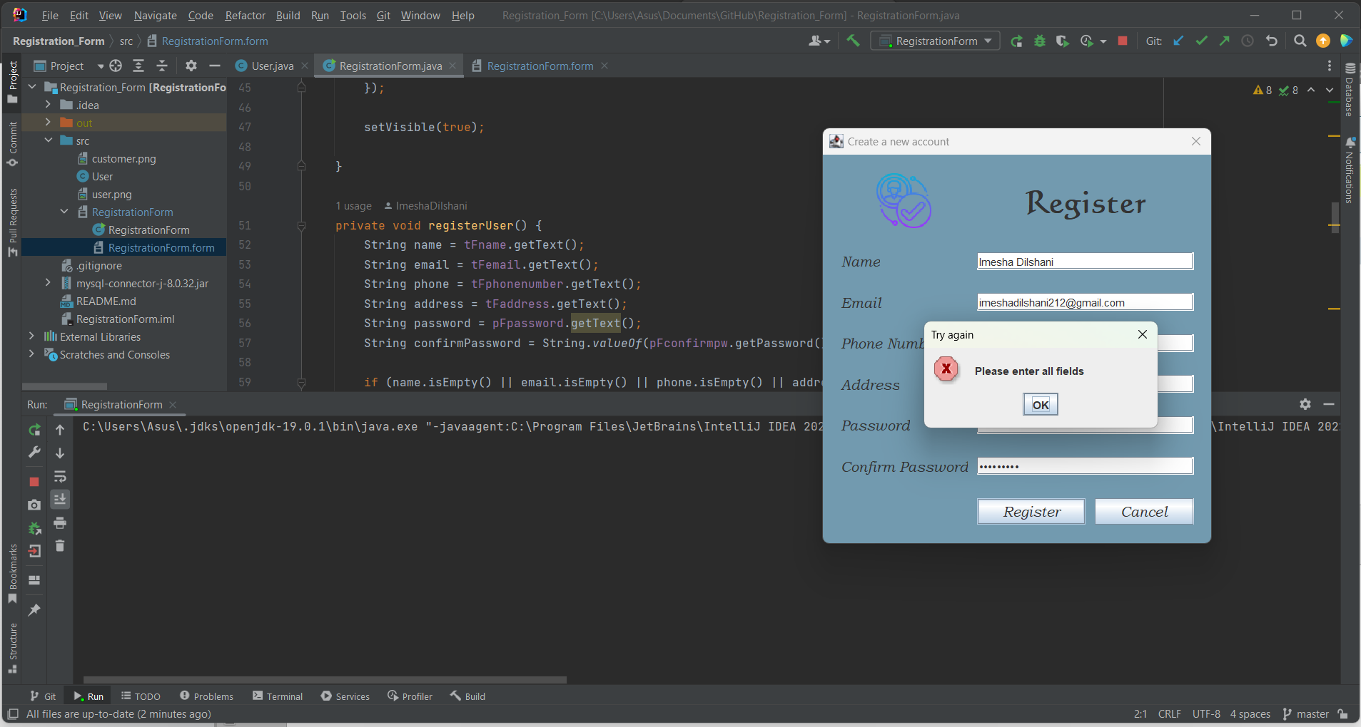 Github Imeshadilshani Registration Form Registration Form Project Is