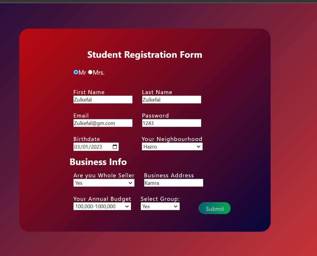 Github zulkefal registration simple registration form