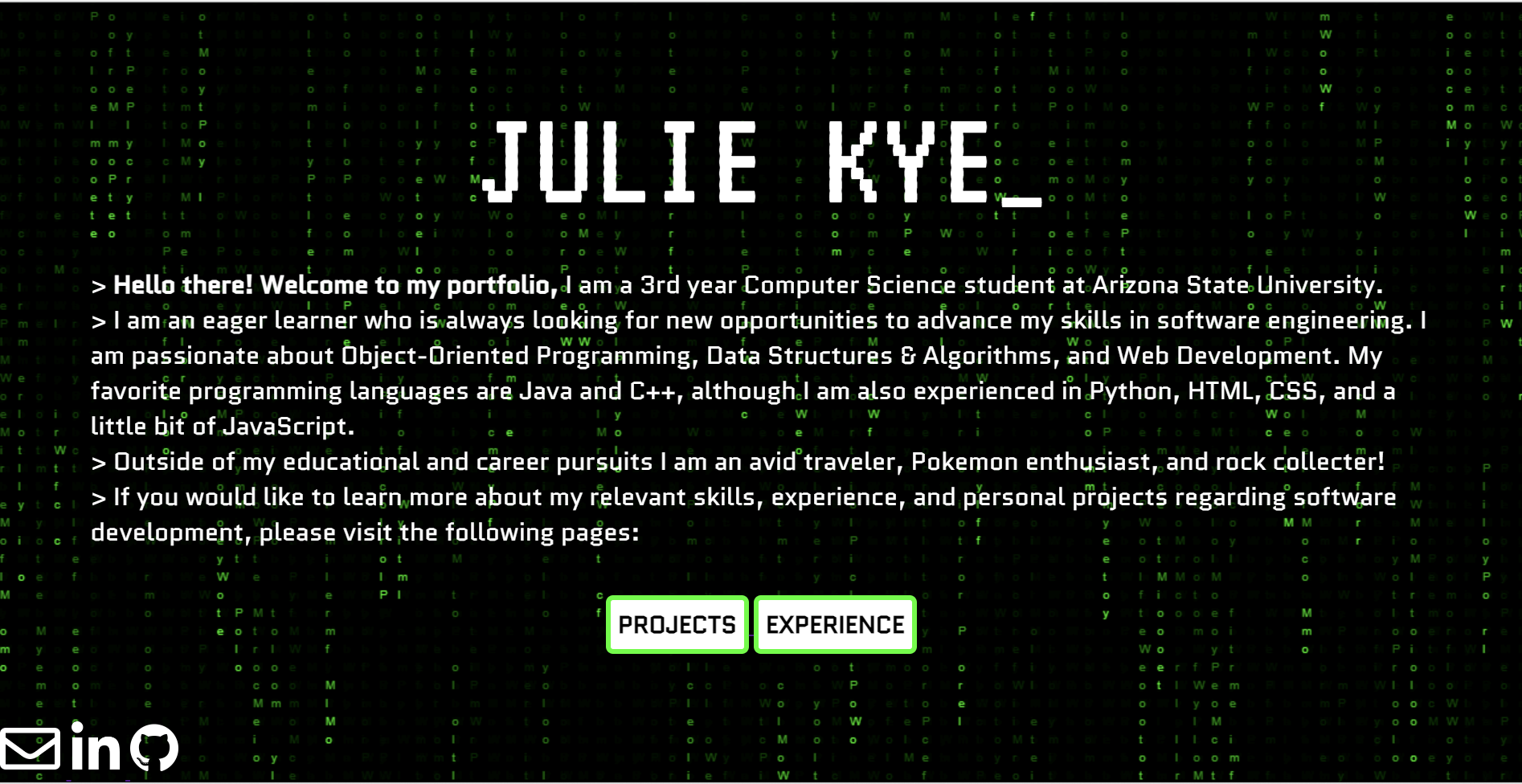 GitHub - juliekye/Personal-Portfolio: Personal Portfolio built using ...