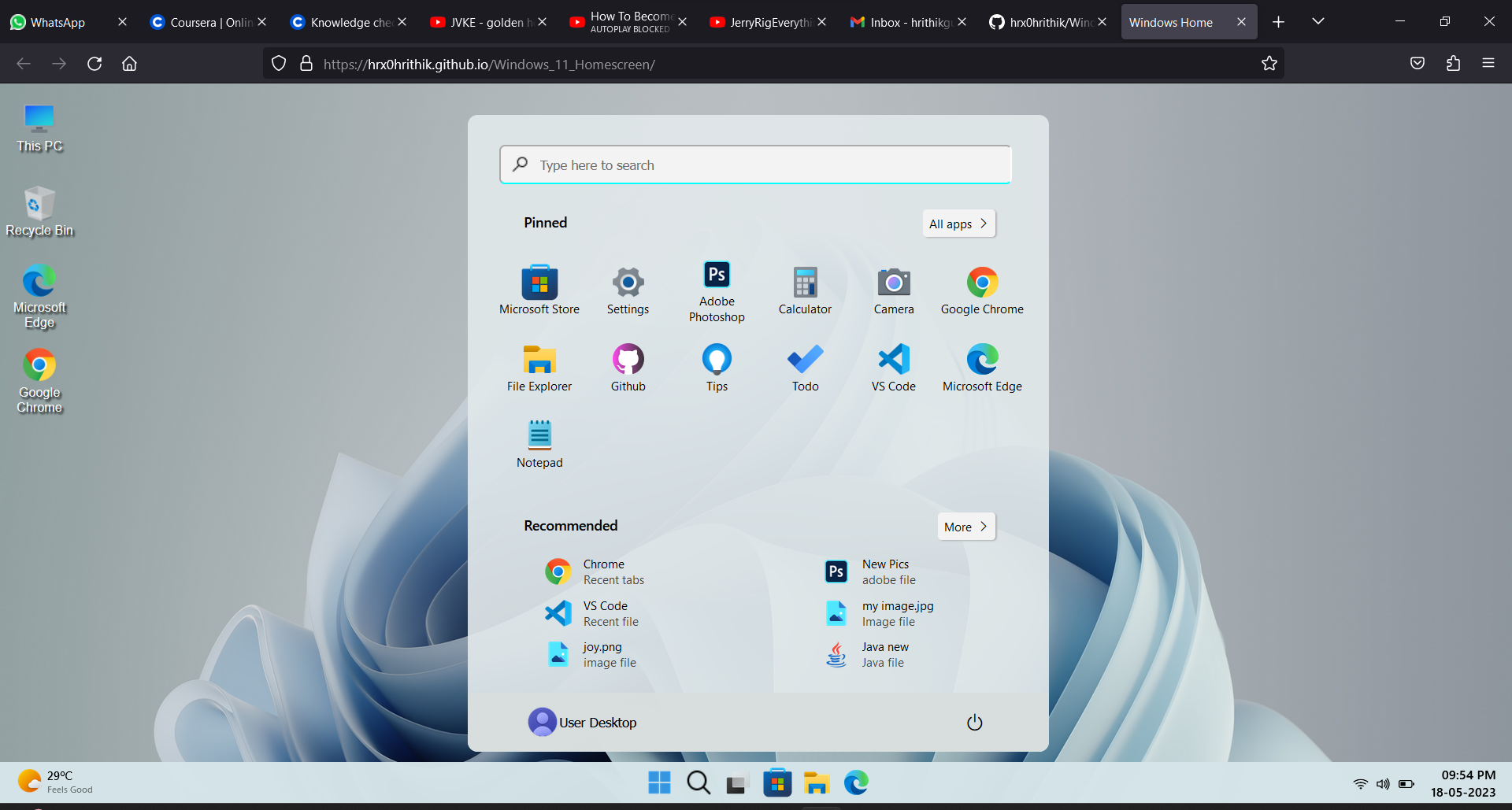 GitHub - hrx0hrithik/Windows_11_Homescreen: A full working Windows 11