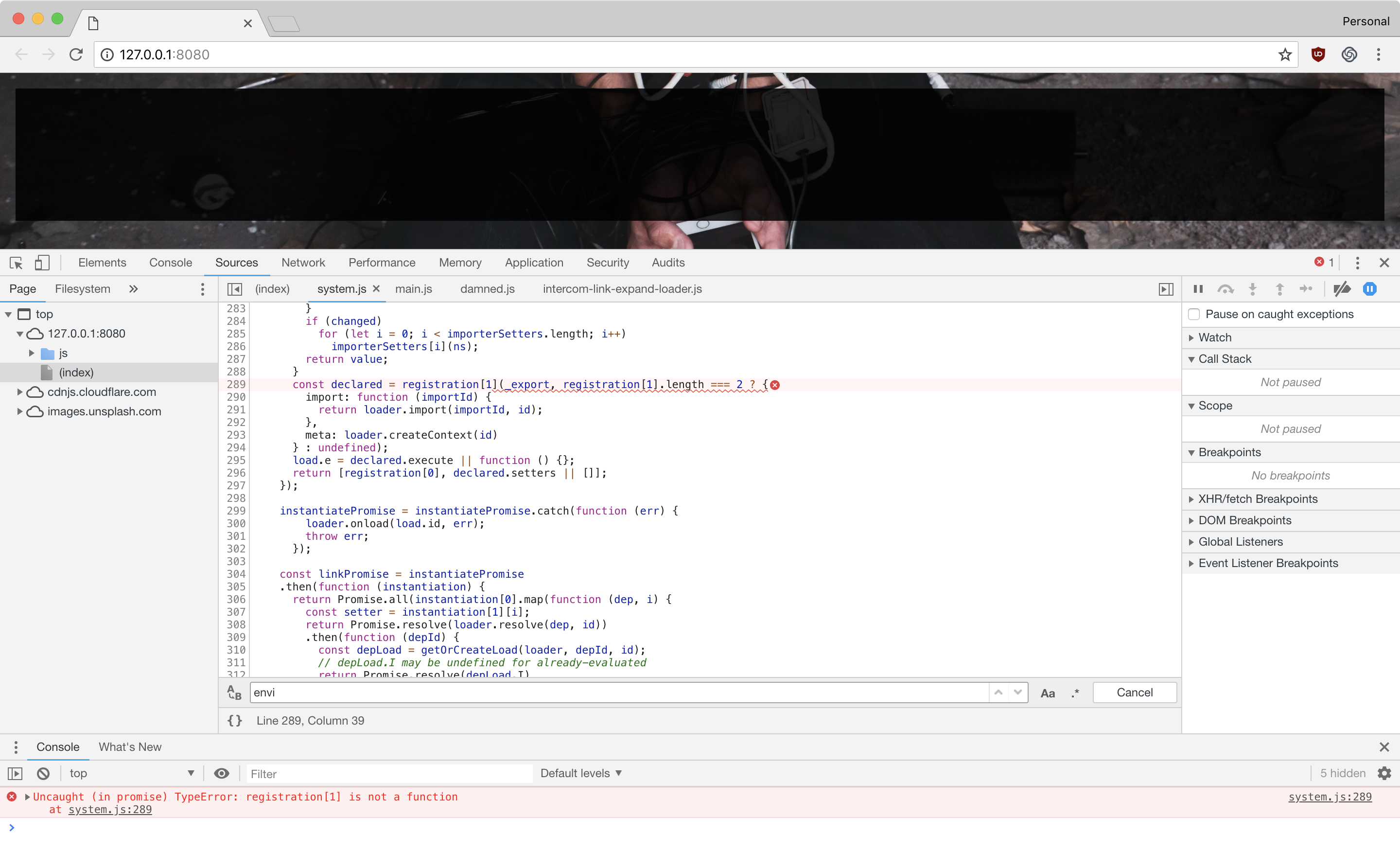 TypeScriptproduced SystemJS module yields Uncaught TypeError