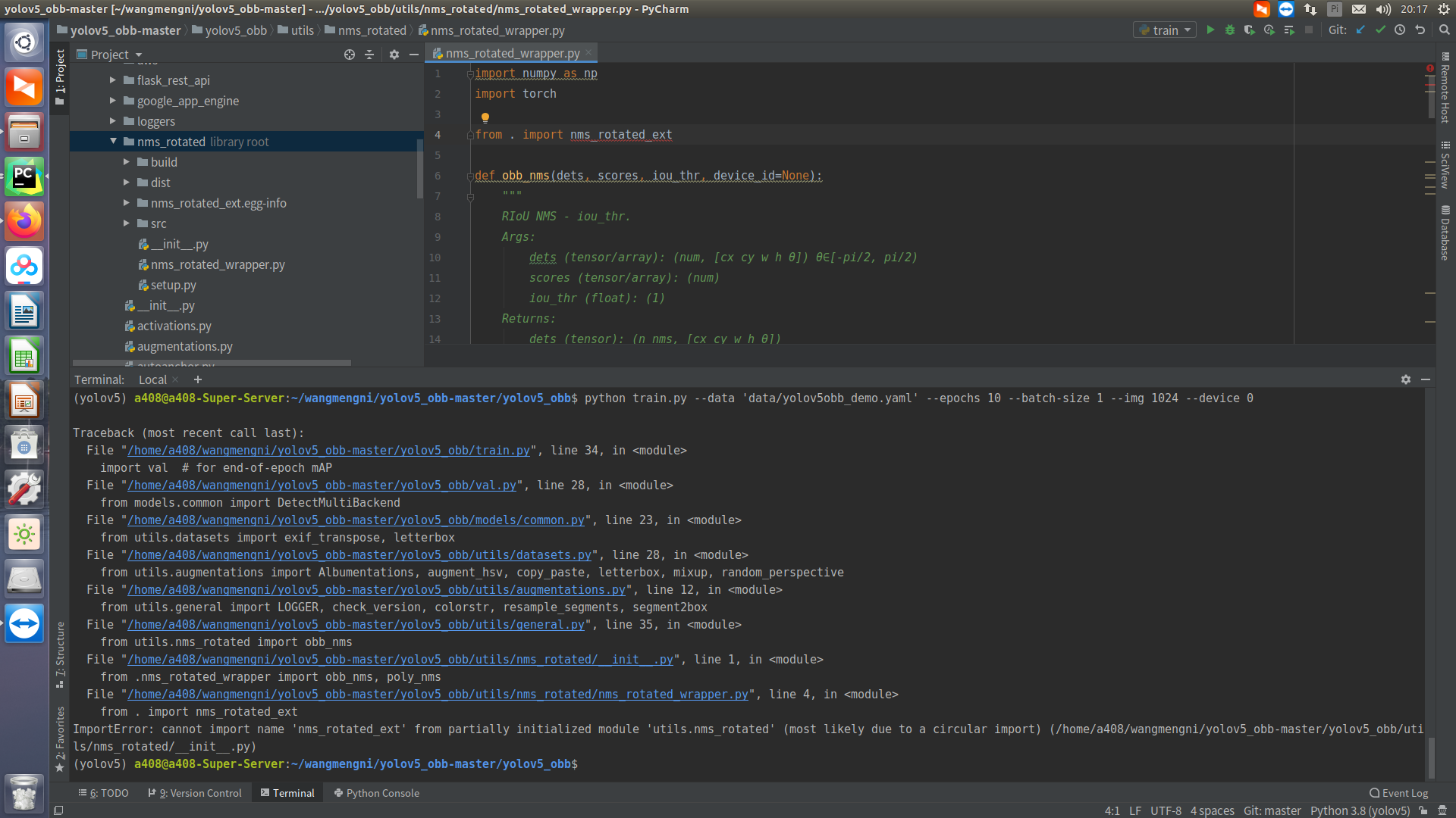在训练的时候产生问题 · Issue #268 · hukaixuan19970627/yolov5_obb · GitHub