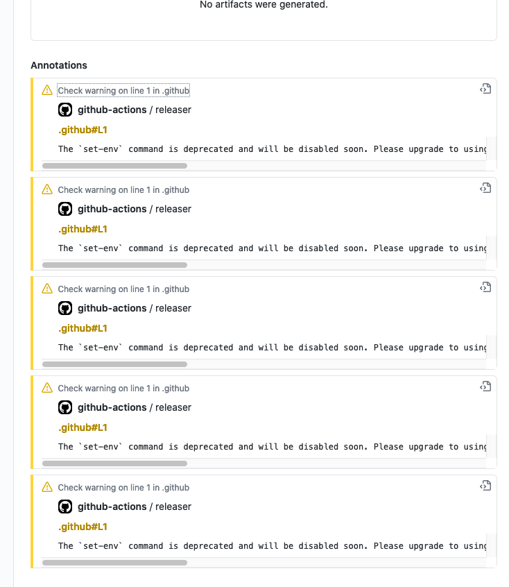 ` The `set-env` command is deprecated and will be disabled soon. Please ...