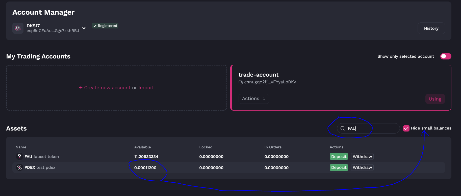 Substrates Account Manager Search and Hide Small Balances in Accounts Manager · Issue #292 ...