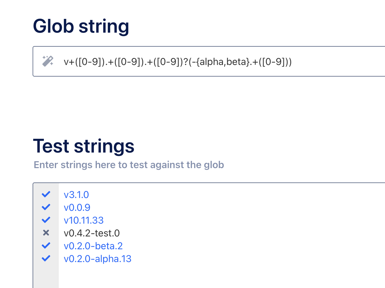 Semantic Version Glob Pattern · GitHub image.