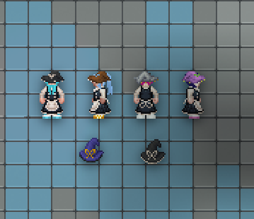 A coven of witches showing off their newly colourable hats