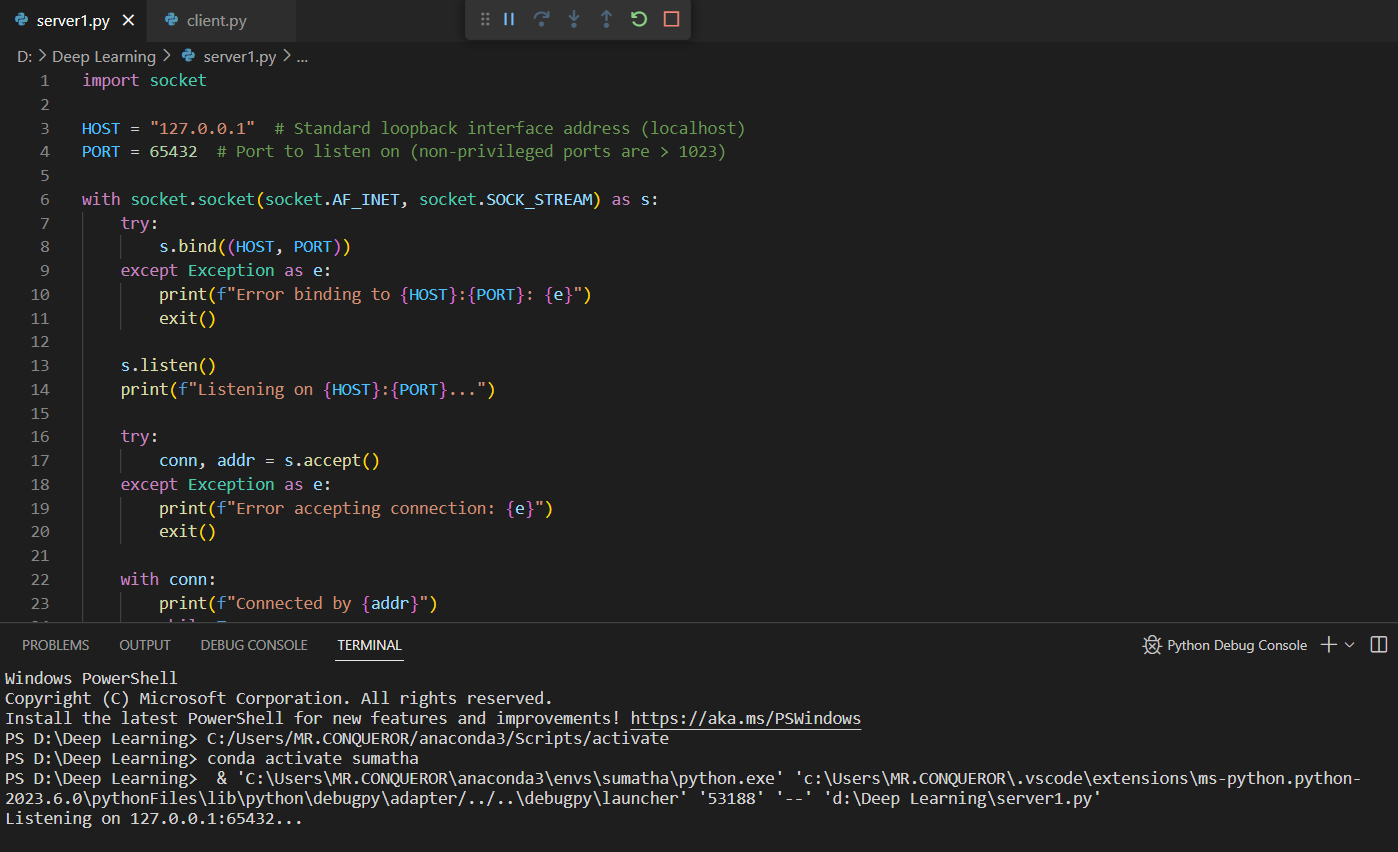 Github saidarshan2003 echoserver echo server and client using python