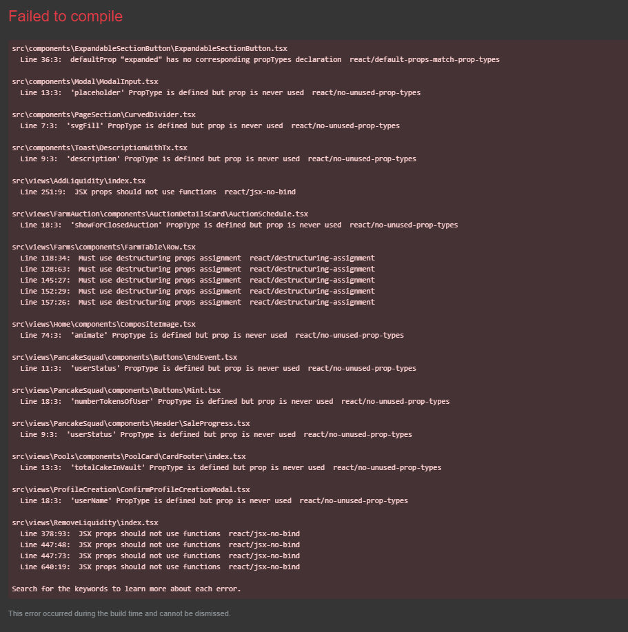 Compile issues on master branch · Issue 2671 · pancakeswap/pancake