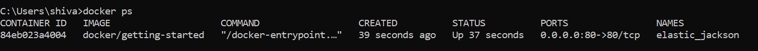 5 docker ps