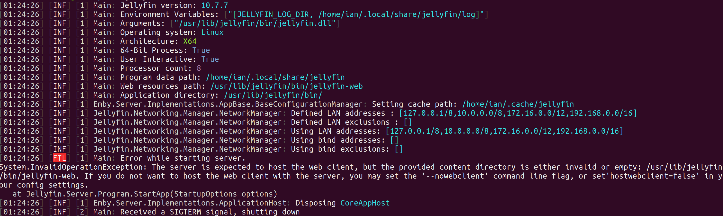 System.InvalidOperationException The server is expected to host the