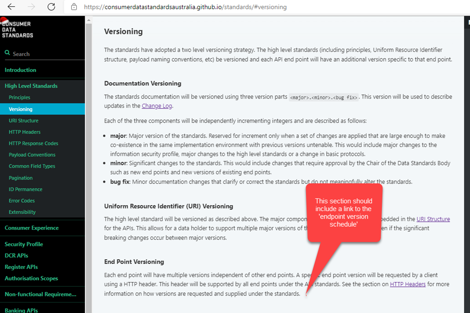 Increase visibility of Endpoint Version Schedule by adding link to End ...