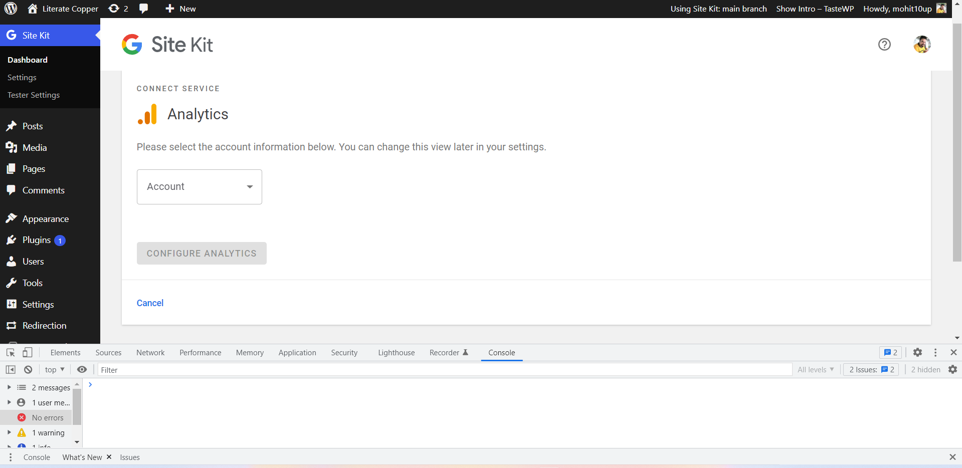 GA4 Google API Error when connecting Analytics on Develop Branch ...