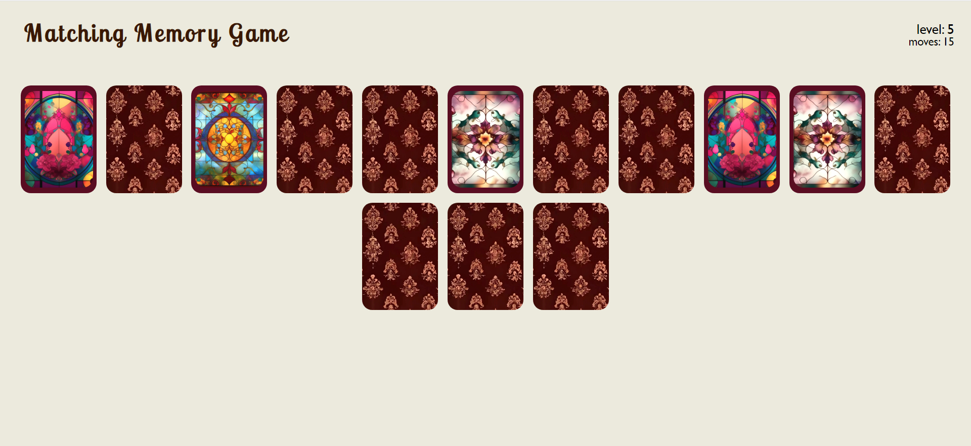 GitHub - justFae00/MatchingCardsGame: simple matching cards game done ...