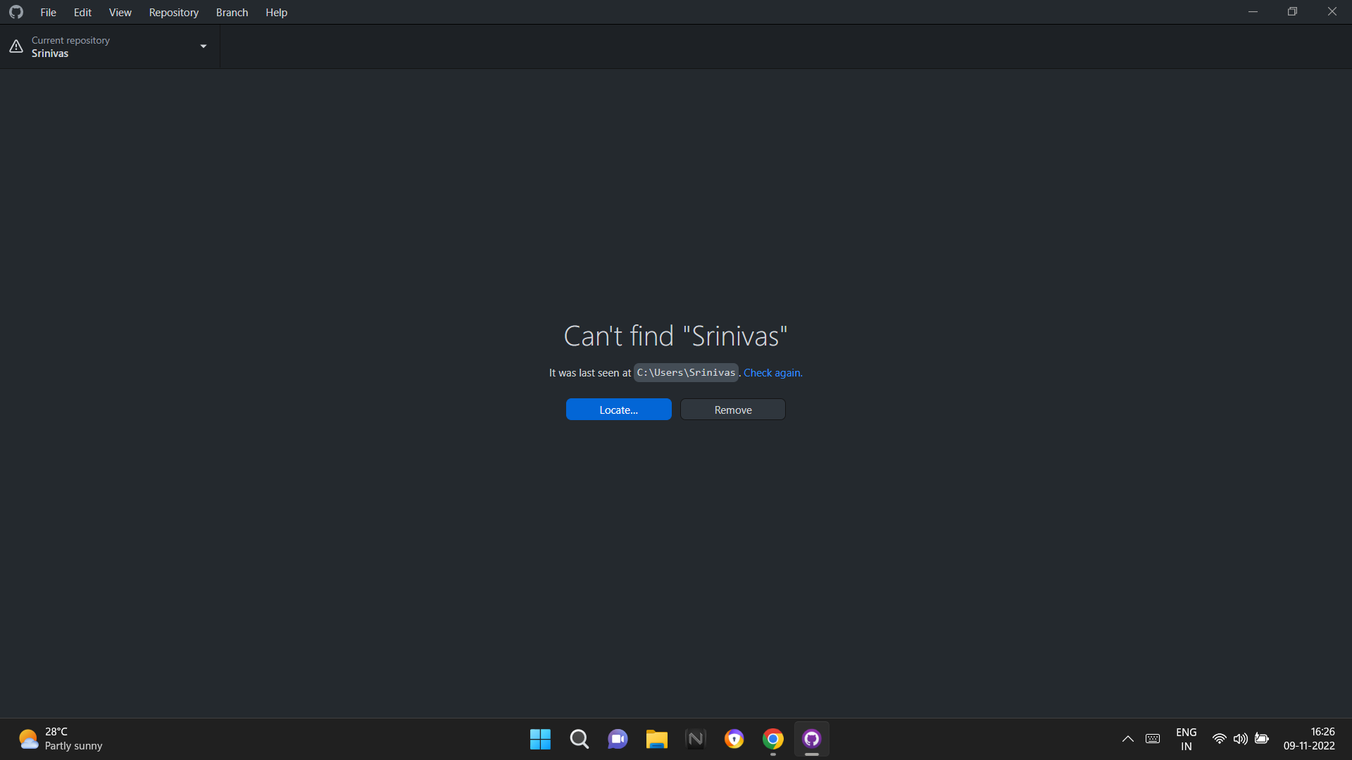 Repositories are shown as "not found" when they have too many changes ...