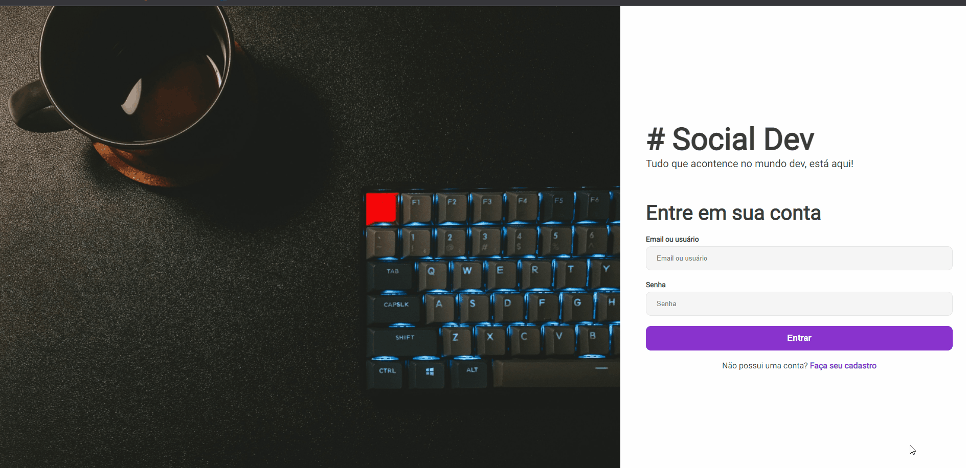 GitHub - NJesus144/social-dev: A aplicação é uma rede social onde as ...