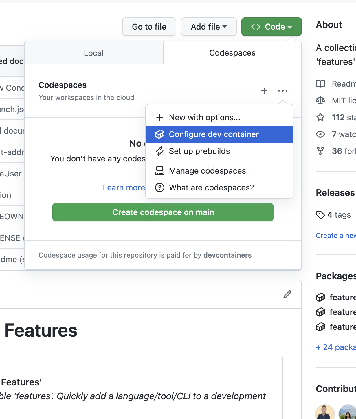 Codespaces Configuration With The Dev Container Editor Github Changelog