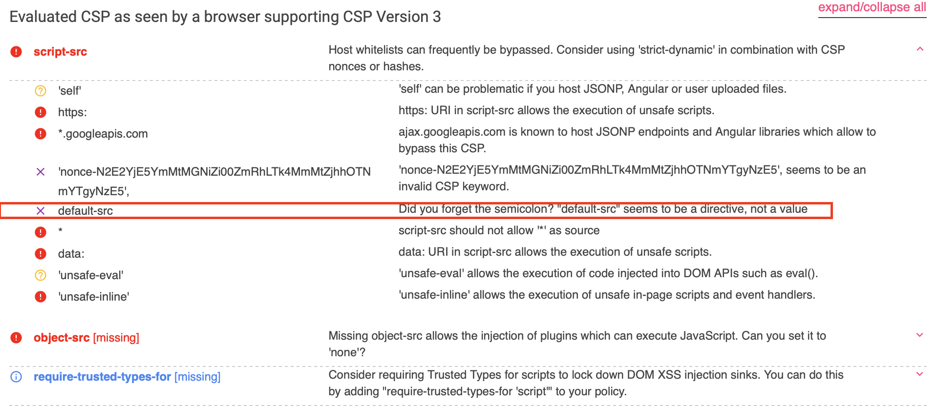 CSP: default-src seems to be a directive, not a value · Issue #7103 ...