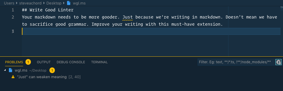 write-good-linter vs code extension