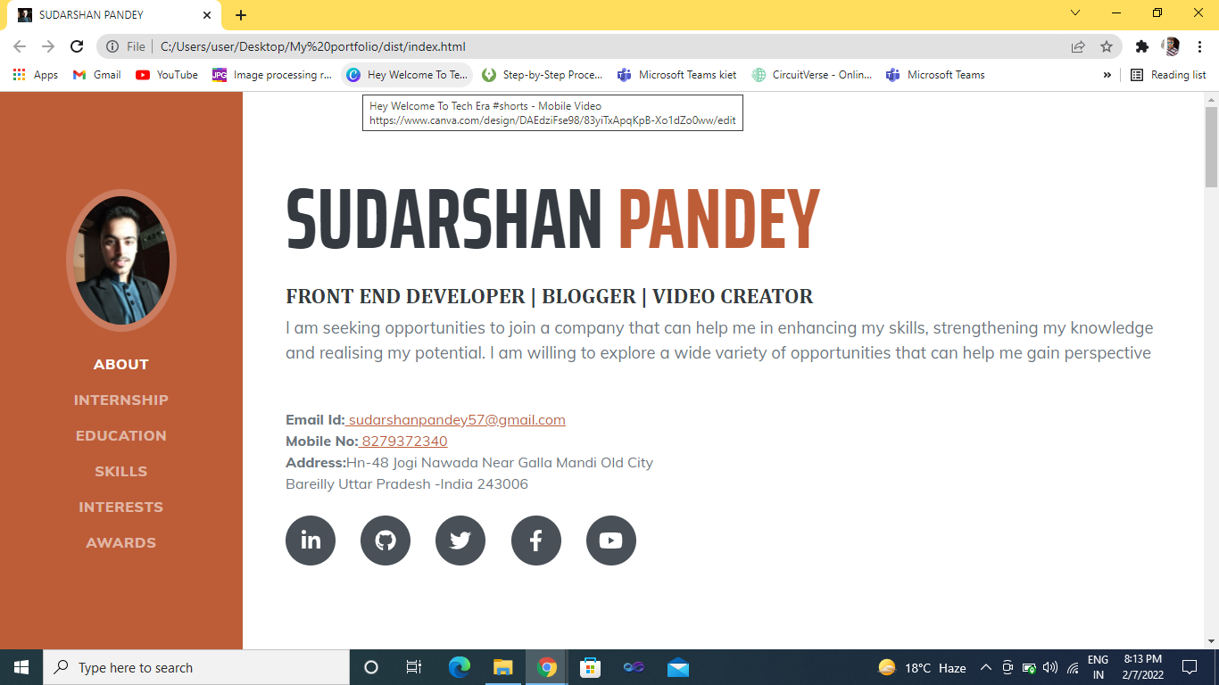 GitHub - sudarshan57/sudarshanpandey: This is my Portfolio