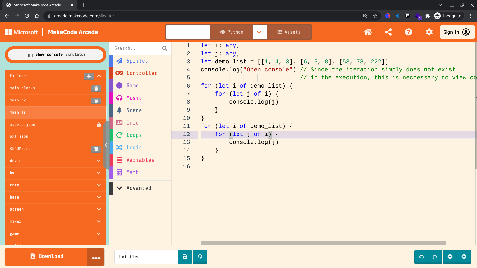 Iterating through 2-d arrays more than once does not translate from ...