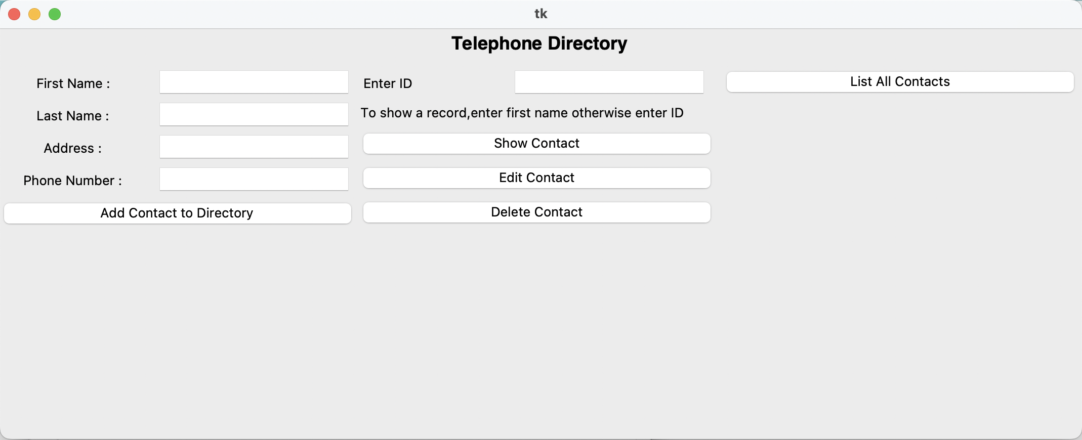 GitHub samarthgh/TelephoneDirectorypython