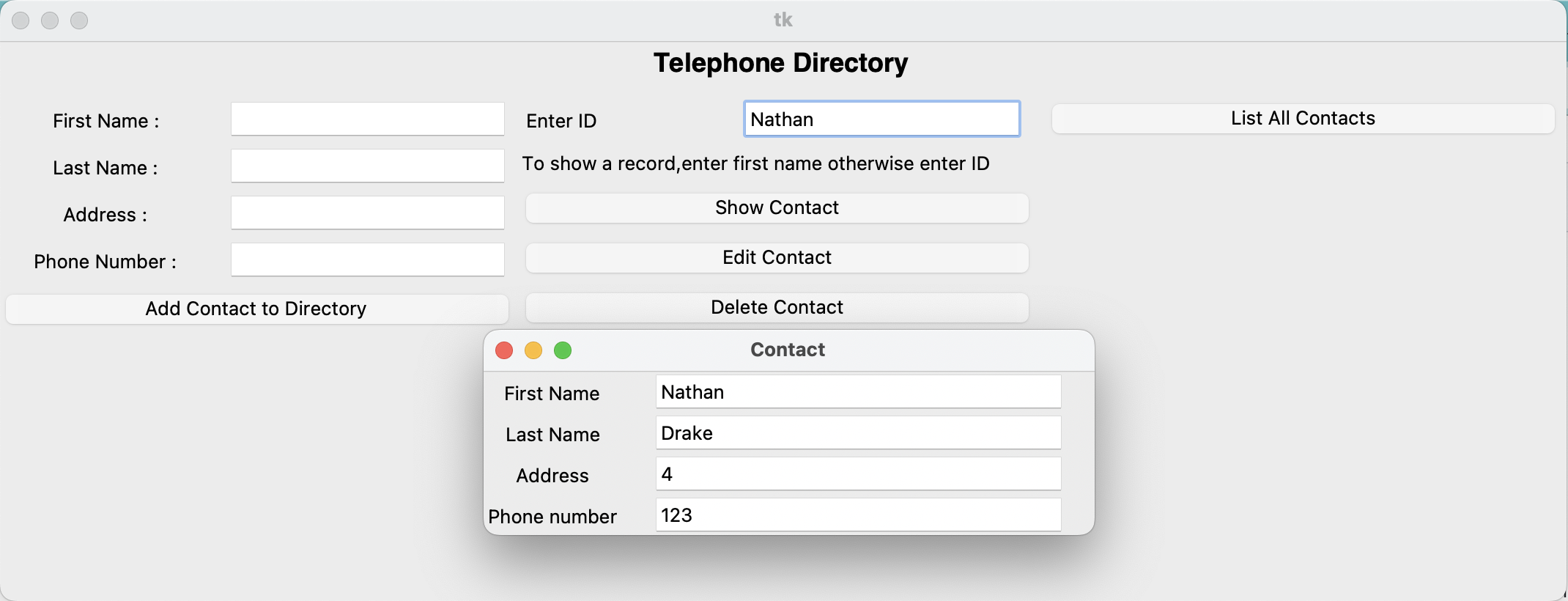 GitHub samarthgh/TelephoneDirectorypython