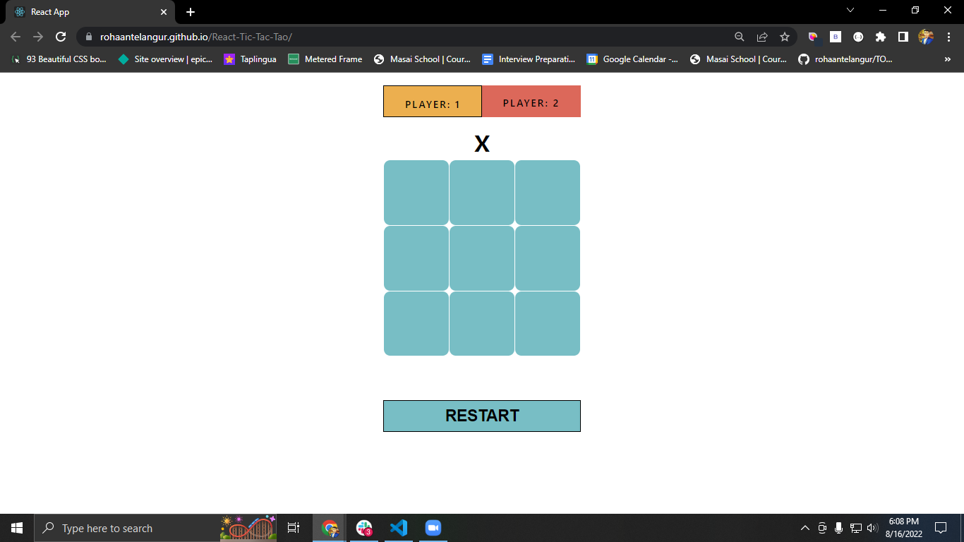 GitHub - rohaantelangur/React-Tic-Tac-Tao: A game in which two players ...