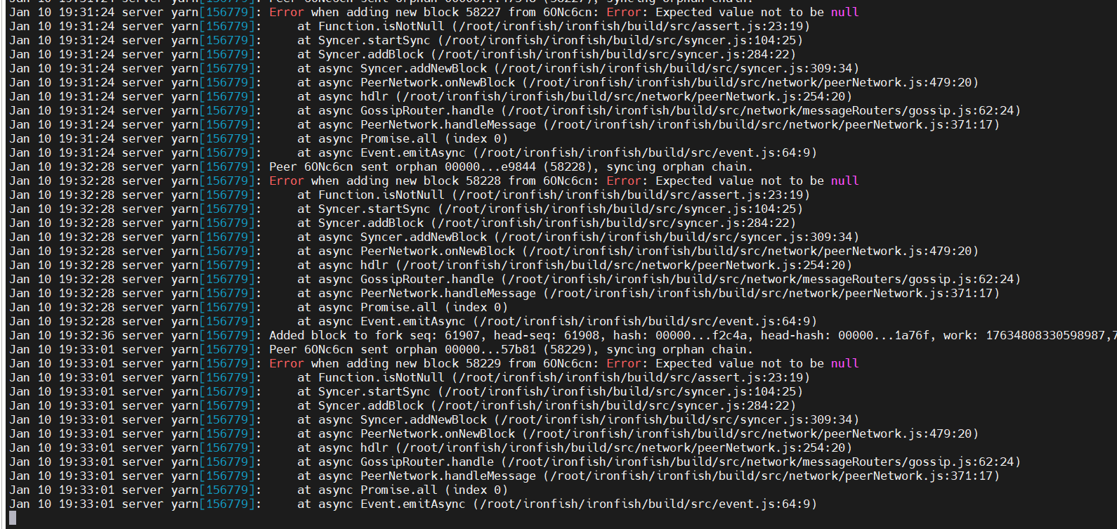 Errors in the node log · Issue #867 · iron-fish/ironfish · GitHub
