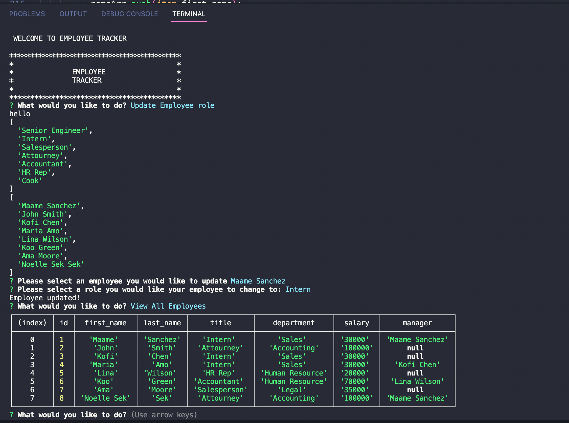 GitHub - MaameSekyere/employee-tracker