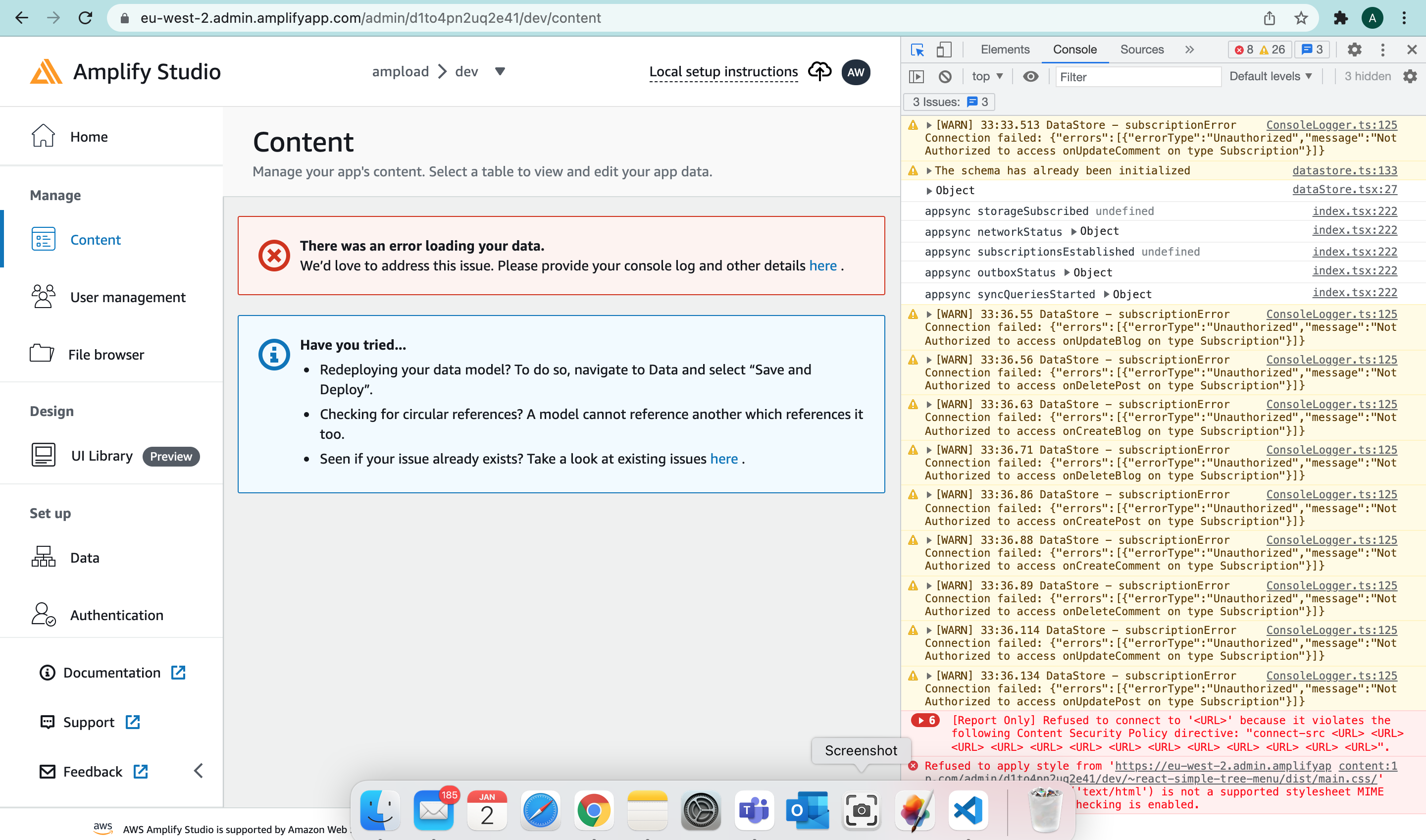 Content Page not loading · Issue #423 · aws-amplify/amplify-studio · GitHub