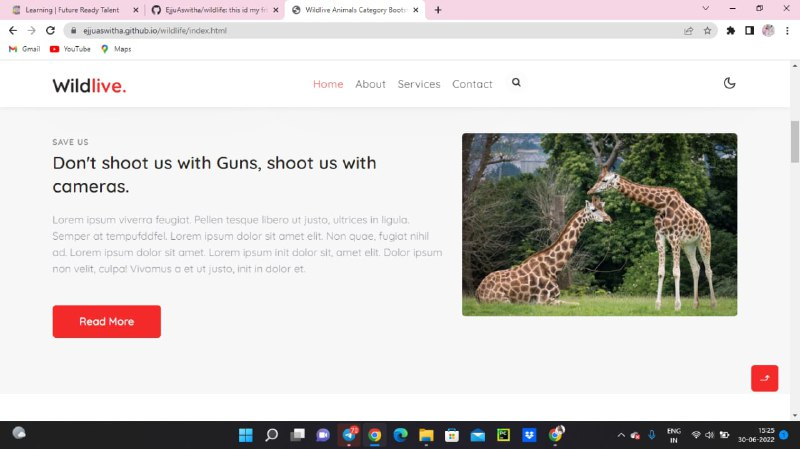 GitHub - EjjuAswitha/wildlife: this id my frt project