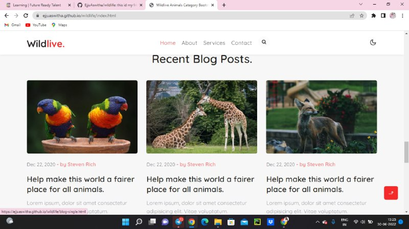 GitHub - EjjuAswitha/wildlife: this id my frt project