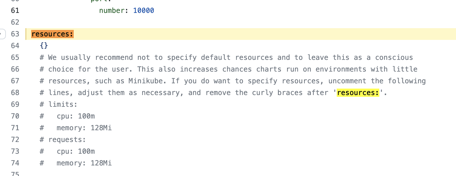 Make resources on values.yaml helm chart usable · Issue 6569