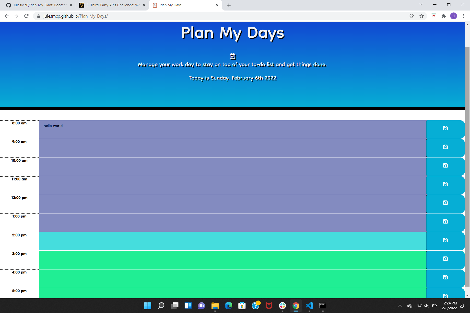 Github Julesmcp Plan My Days Bootcamp Challenge 5 Work Day Scheduler