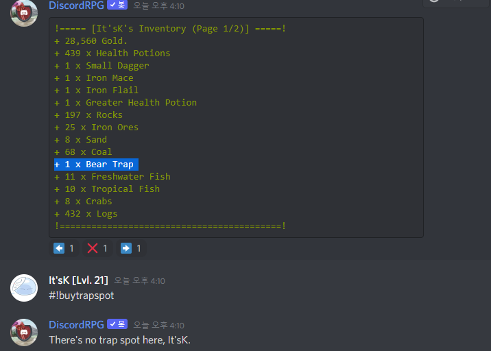 🐛 Bug Report: I can't use bear traps · Issue #1150 · DiscordDungeons ...
