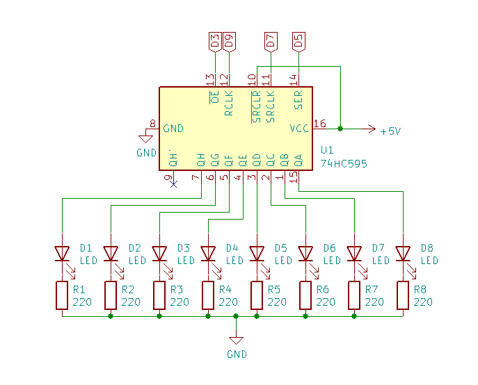 74HC595 connections