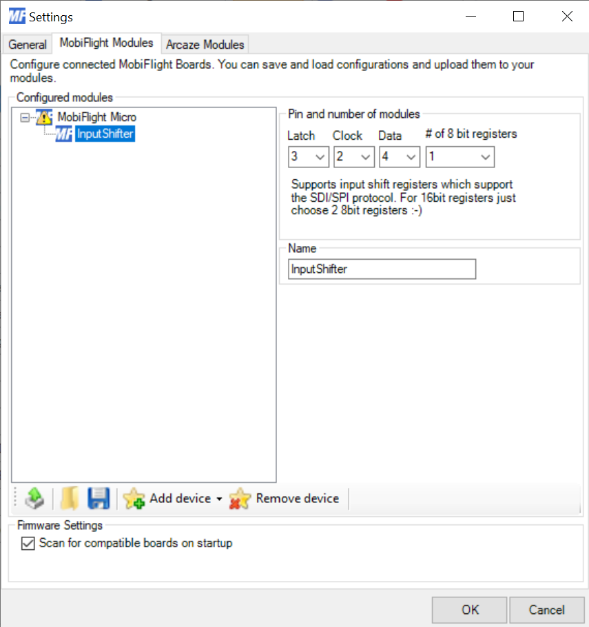 Input shifter device configuration