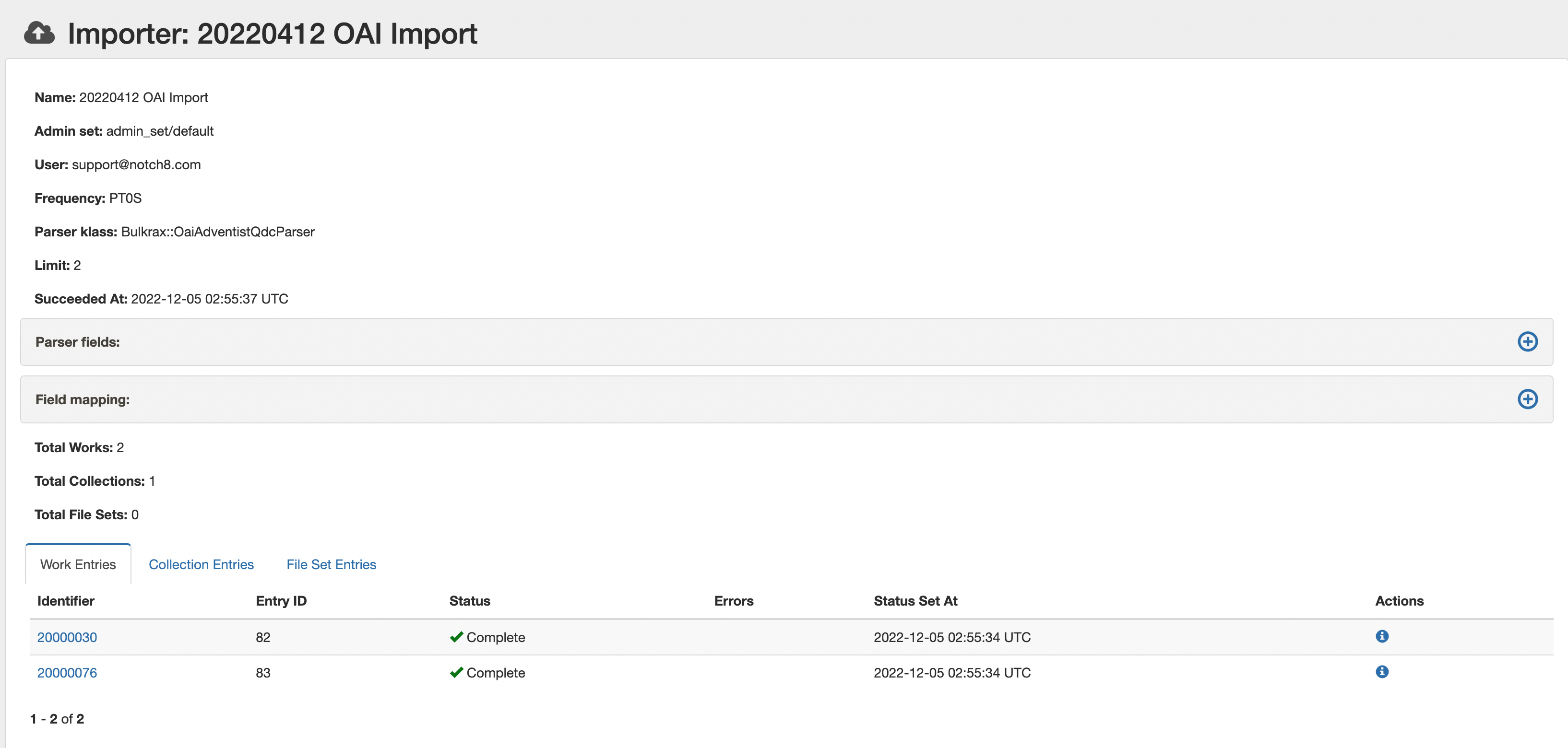 [5] Fix OAI ADL import · Issue 598 · scientistsoftserv/adventist