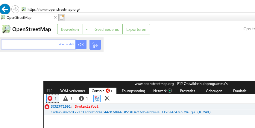OSM syntaxiserror HTML console