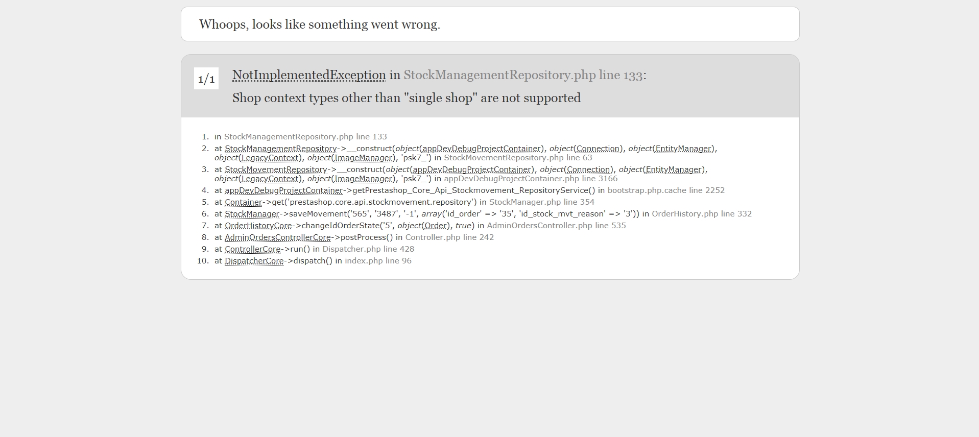 Error 500 changing order status on multishop · Issue #22156 ...