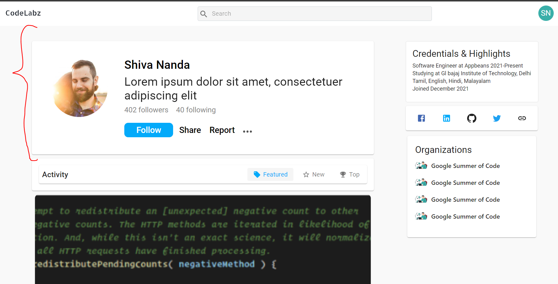 Improve UI of user profile page · Issue #525 · scorelab/Codelabz · GitHub