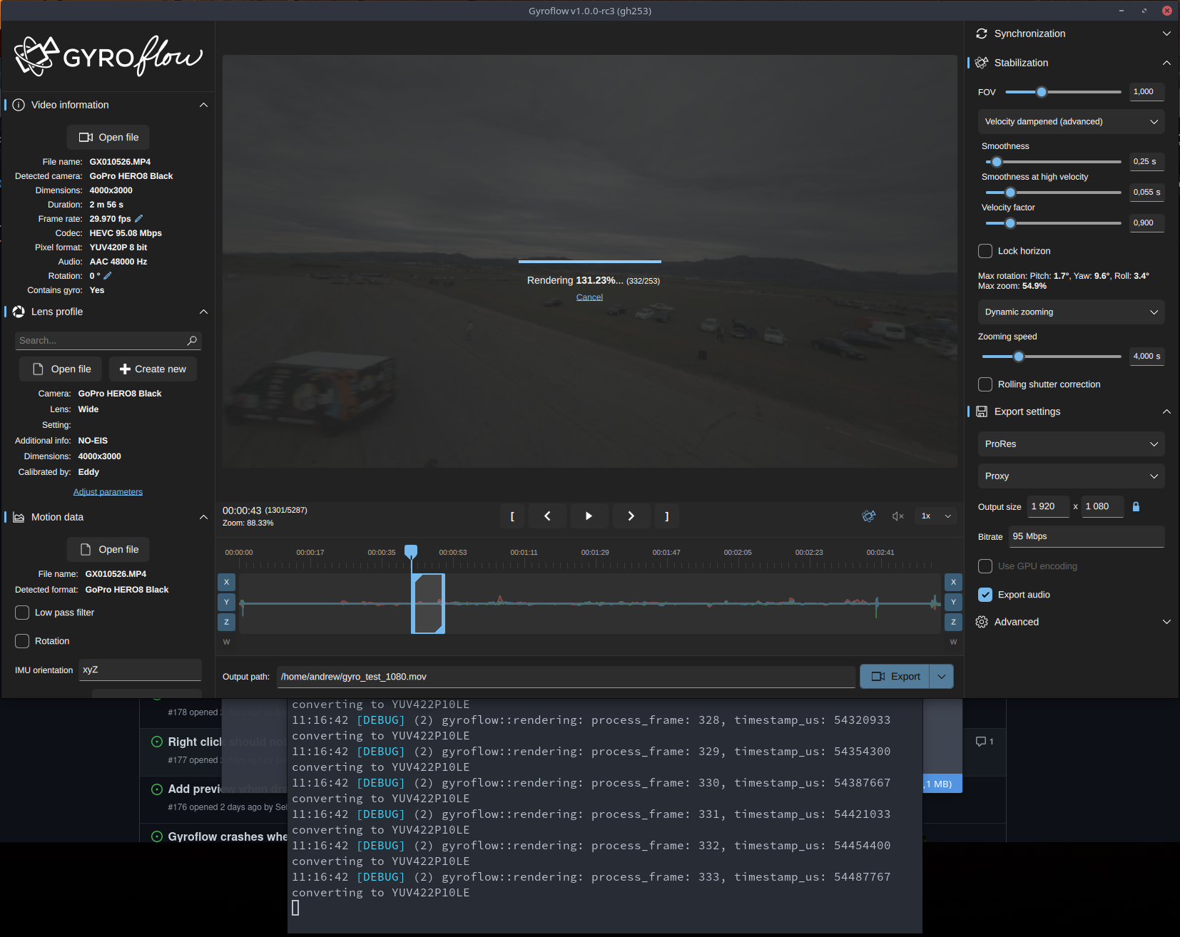 ProRes export doesn't save video, in/out points don't work - Linux ...