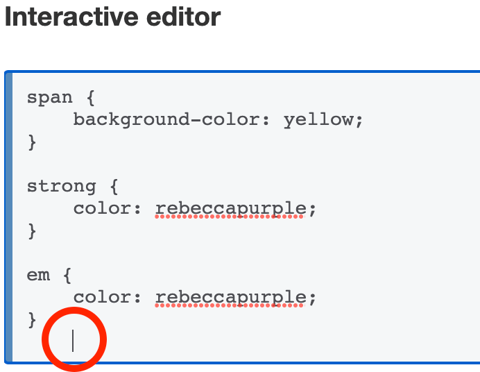 unwanted whitespace/indentation in playable editors (interactive ...