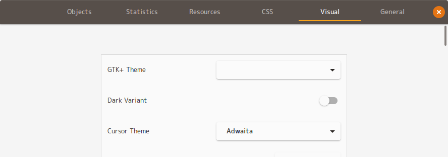 Pop themes aren't displayed in the GtkInspector's drop down menu ...