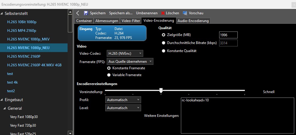 Encode presets both versions