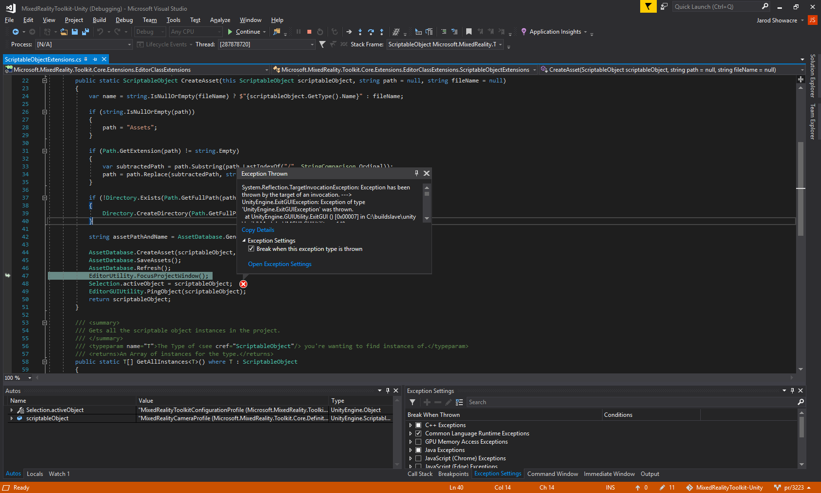 EditorUtility.FocusProjectWindow() throws an Exception · Issue 3225