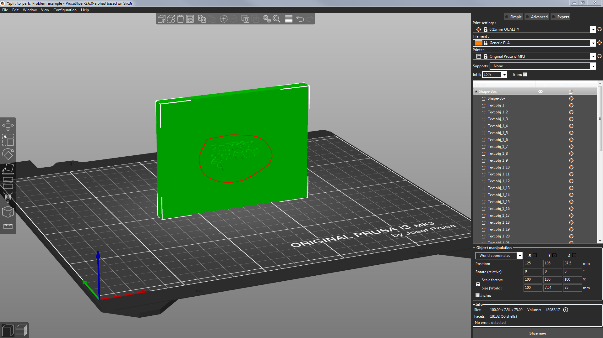 Split to Parts issue