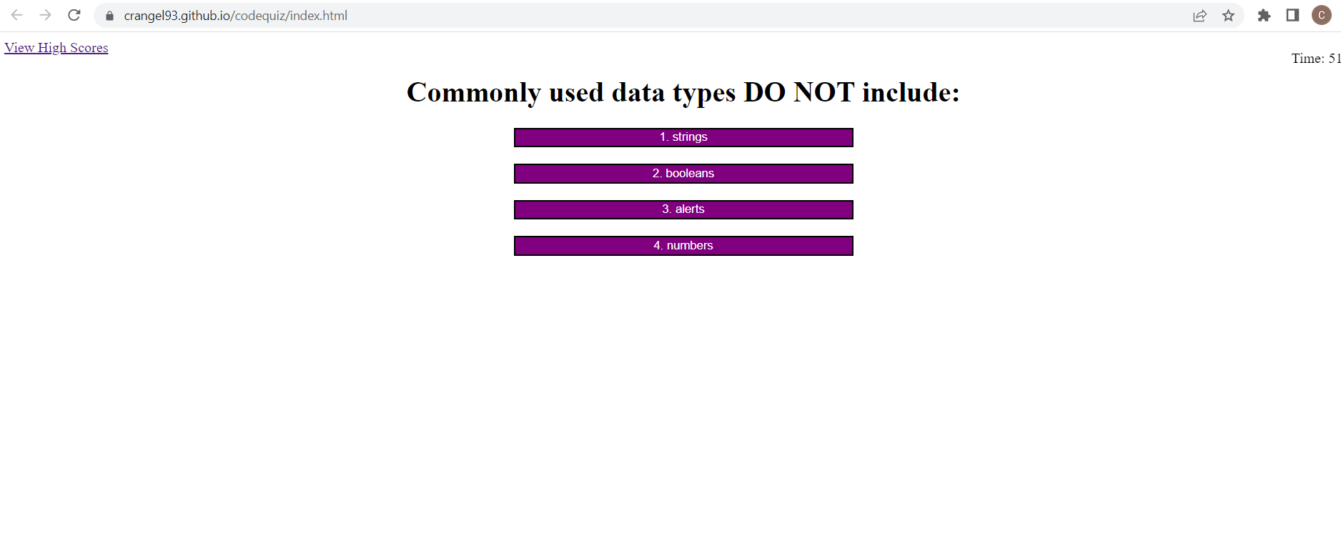 GitHub - crangetech/codingQuiz