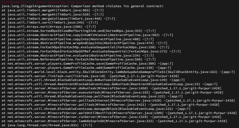 Error executing task on Server · Issue #769 · PurpurMC/Purpur · GitHub